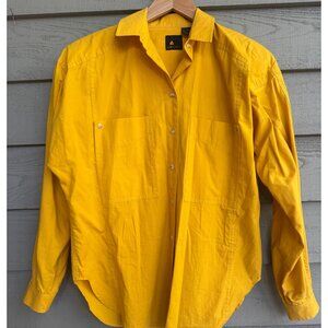 Vintage Lizsport Yellow Button Down Shirt | 100% Cotton | Size M